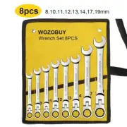 Chrome Vanadium Steel Spanner Ratcheting Wrench SetFlex Head 8pcs
