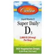2 X Carlson Labs, Super Daily D3, 2,000 IU, 0.35 fl oz (10.3 ml)