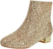 [MAVMAX] Women's Sequin Pointed Toe Flats Glitter Ankle Boots Sparkly Booties