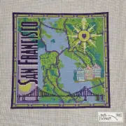 Ruth Schmuff Designs, San Francisco Map, 13 ct., Hand Painted Needlepoint Canvas