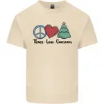 PEACE LOVE 聖誕聖誕男士棉質 T 恤 T 恤上衣