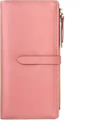 [GEEADNB] Women's Large Ultra Flat Wallet Credit Card Holder Thin Bifold Clutch Purses with Zip Pocket for Women