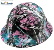 Glamour Blue and Pink Hydro Dipped Full Brim Hard Hat with Ratchet Suspension