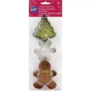 Wilton Christmas Shapes Gingerbread Boy Snowflake Tree Metal Cookie Cutter 3 Pc