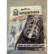 Lock Laces Elastic Shoelace & Fastening System ~ White ~ Trim To Fit Any Shoe