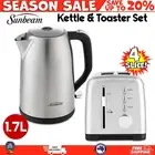 Sunbeam 1.7L Kettle and 4 Slice Toaster Combo Stainless Steel Kettle Set Silver