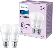 Philips LED Frosted A67 Light Bulb 2 Pack [Cool White 4000K - E27 Edison Screw] 100W, Non Dimmable. for Home Lighting, LED 100W A67 E27 CW FR ND 2PF/6 AM, Value Range