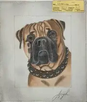 Hand-Painted BULLMASTIFF Bull Mastiff Dog Needlepoint Canvas 8" x 10"