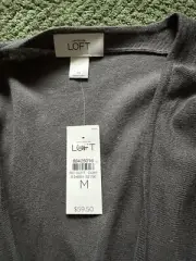 Ann Taylor Loft Pull Over Cardigan/ Sweater Sz M Dark Gray V-Neck