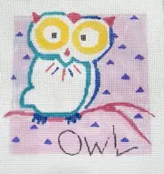 Needlepoint Hand Painted Jean Smith Owl Canvas Brand New 8" by 8"
