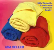 3 BLUE YELLOW RED MICROFIBER TOWELS CLOTH: CLEANING DETAILING POLISHING RAG CAR