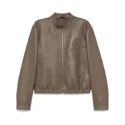 [Fendi] Fendi Pebbled-leather Jacket 50 IT BROWN
