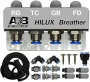 Universal 4 Port / 4 Point Diff Breather Kit Black for Toyota HILUX N70 KUN26R, KUN26