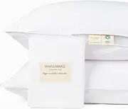 Organic Cotton Pillow Protector Zippered Queen Size | GOTS Certified Cotton Pillow Case White with Pearl Piping Protects from Dirt, Dust Mites, Allergens & Spills | Queen 21x30 | Set of 2 | PC019
