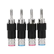 4X Gold Rhodium Plated HIFI Audio Cable Adapter Banana Plug Double Screw Locking