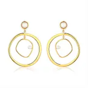 3Pair Trendy Pearl Geometric Round Shape Drop Earring Gold Plated Women Earrings