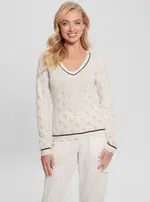 GUESS Women's Beige Rosie Long Sleeve Knit Top Size: XL, Viscose Rayon
