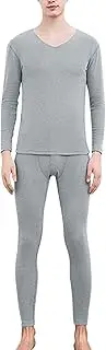 [Generic] Men'S Thermal Underwear Set Winter Warm Underwear 2 Piece Long Johns Base Layer Top Bottom For Skiing Weather L-4XL