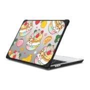 MacBook Pro 13-inch (M1 / M2 / Intel) Bounce Case Cute Corgi in Pastel Rainbow Macaron with Lemon Peach Strawberry Tangerine Orange Banana - Kawaii Dog Anime Puppy with Sweet Food & Pink Fruit