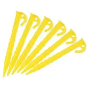 10Pcs Tent Stakes Plastic Pegs 14cm/5.5 Inch Serrated Edges with Hook Yellow