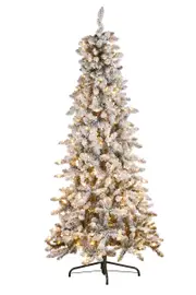 7.5ft Christmas Tree with Lights- Snowy Norwegian Slimline
