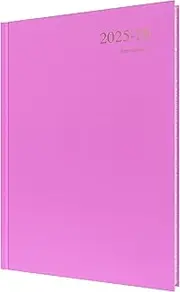 Collins 'Essentials' 12 Month Mid/Academic Year Planner, July 2025-July 2026 Day-to-Page Appointments Diary, A4 Hard Cover, Pink