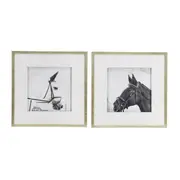 Set Of 2 Horse Framed Wall Art Hanging Screen Sign Prints Picture Decor 56cm