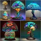 Mushroom Table Lamps Stained Resin Plant Series Lamp Night Light Bedside A