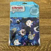 NEW Staples jumbo size Fabric Book Cover Cats In Space Fits Most Textbooks