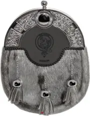 Heron Dress Sporran 3 Tassels Studded Celtic Arch Scottish Clan Crest