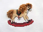Finished Cross Stitch Rocking Horse with 3D Mane, Forelock and Tail - Unframed