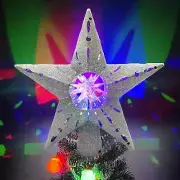Christmas Tree Topper Lighted with LED Rotating Colorful Silver