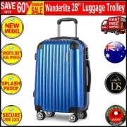Wanderlite 28" Luggage Trolley Travel Suitcase Set TSA Lock Hard Case Shell Blue