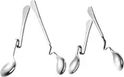 LABRIMP 4pcs Stainless Stirring Spoon with Curved Ergonomic Handles for Mixing Beverages Desserts and Hot Drinks for Dining and Everyday Kitchen Use