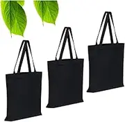 Wanfoou 3-Pack Canvas Tote Bags, Cotton Tote Bag, Lightweight Medium Reusable Grocery Shopping Cloth Bags, Suitable for DIY, Promotion, Advertising, Giveaway, Gift, Activity