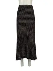 Black Metallic Knit Midi Skirt