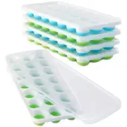 Ice Cube Trays with Lids BPA Free, 4 Pack Easy Release Silicone Ice Cube Tray...