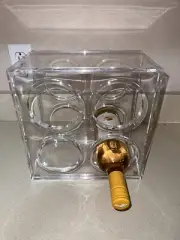 Lucite Clear Acrylic 4 Bottle Wine Rack Holder Mid Century Modern