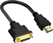 Bi-Directional HDMI to DVI Cable Adapter,Male HDMI to Female DVI-I Dual Link Converter-1ft/0.3m Cable for Monitor,TV,PC,Projector-Supports 1080p Full HD 60Hz-Gold-Plated Connectors