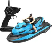 Miracland Remote Control Jet Ski with Driver, High Speed 2.4GHz RC Motorboat Water Toy Dual Propellers Motorboat Model Toy 2 Speed Levels Ship Toy with 50 Meters Control Range (Blue)