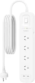 Belkin SurgePro 4-Outlet Surge Protector with Dual USB-C 30W, 2M Power Cord, RCM Safety Certified - SRB005AU2M