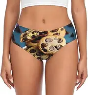 [YANYU] Cookies Food Chocolate Chips Biscuits Print Women S Briefs Comfortable Plus Size Underwear Ladies Versatile Panties Xs To 4xl, Black, 3X-Large