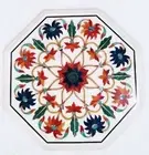 Antique Design Coffee Table Top with Inlay Work Octagon Marble Sofa Side Table