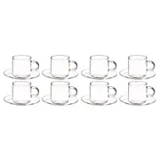 2x 4pc Coffee Culture Odin 90ml Glass Beverage Espresso Cups & Saucers Set Clear