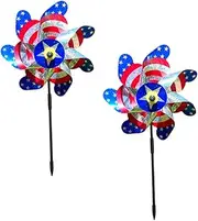 CIMAXIC 2Pcs Colorful Windmill Decor Outdoor Pinwheels for Garden and Decoration Durable Pet Material Wind Spinners Eye Catching Ornaments for Parties and Patio Fun