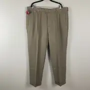 Dockers Soft Touch Pants Size 44x32 Beige Pleated Cuffed Relaxed Fit
