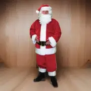 Adult Santa Claus 7 piece Suit Christmas Costume OUTFIT OSFM MEN’s Beard Hat New