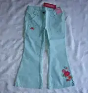 VINTAGE Girls GYMBOREE Light Blue TROPICAL GARDEN Flare PANTS Sz 4 NWT