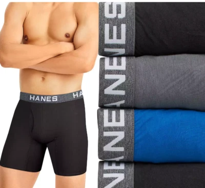 NEW Hanes Men's Ultimate ComfortFlex Fit 4 Pack Boxer Briefs Size Large