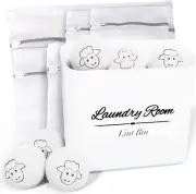 Magnetic Lint Bin for Laundry Room, Wool Dryer Balls, and Mesh Garment Bags
